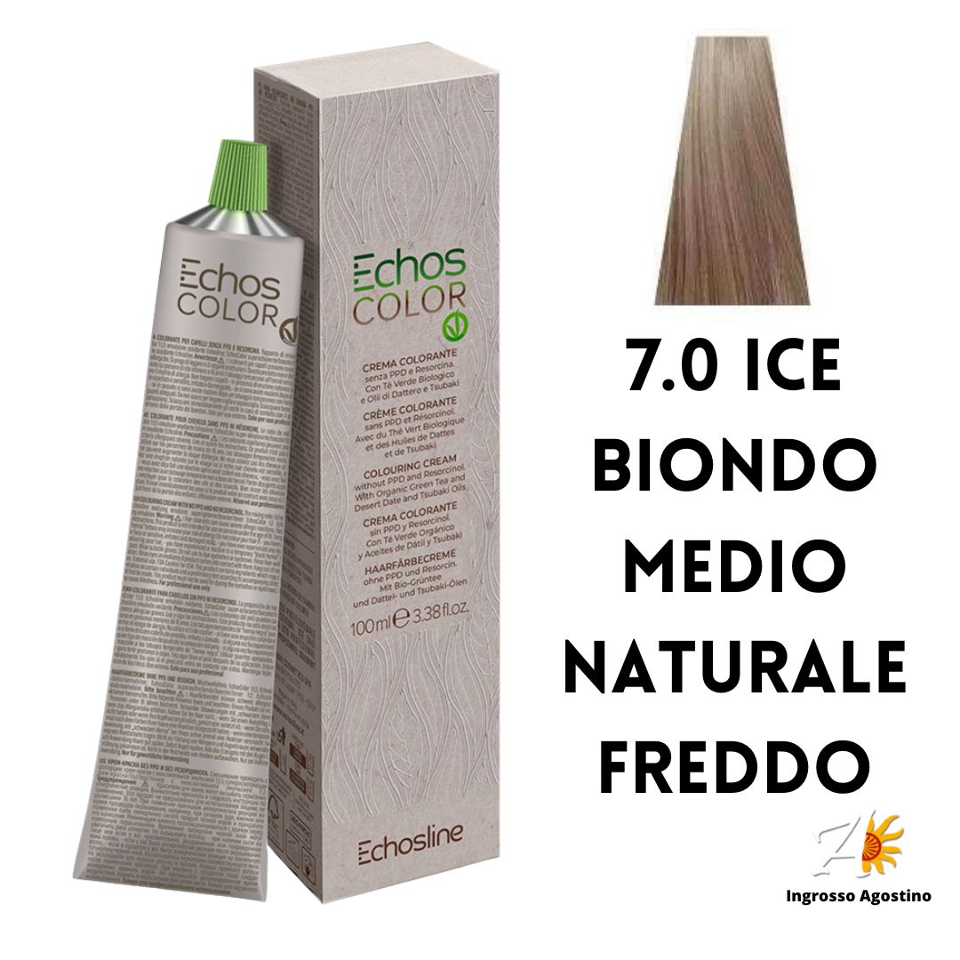 Echosline Echos Color Tintura 7.0 ICE Biondo Medio Naturale Freddo 100ml