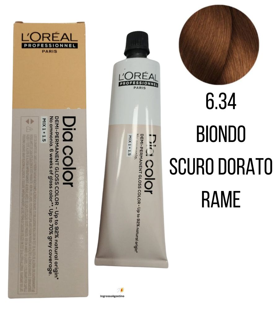 Tintura Diacolor L'Oreal 60ml 6.34 Biondo Scuro Dorato Rame