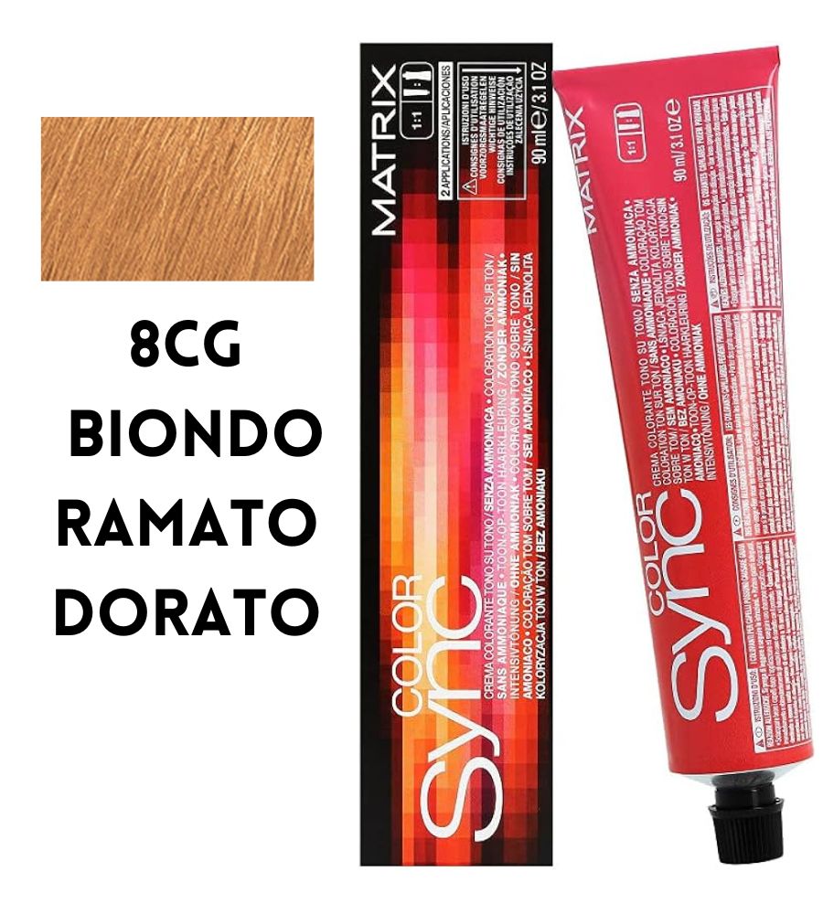 Tintura SoColor Sync Pre-Bonded Matrix 90ml 8CG Biondo Ramato Dorato