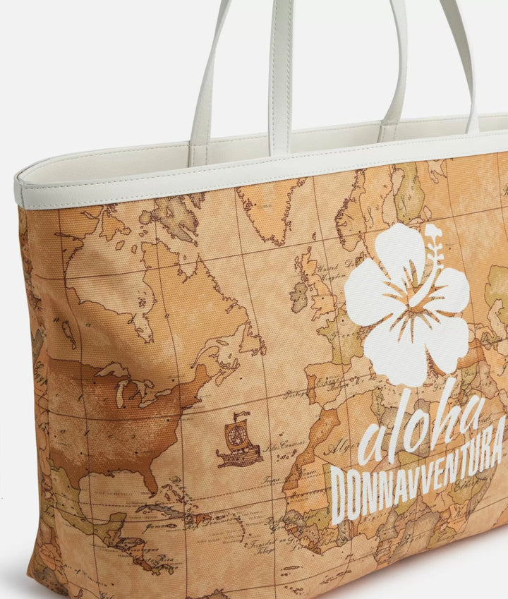 Alviero martini Prima Classe - Collezione Donnavventura P/E 23 - Borsa shopping Aloha stampa Geo Classic