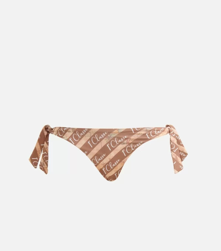 Alviero Martini Prima Classe - Bikini -  triangolo  + Slip mare brasiliano motivo righe e logo Noce