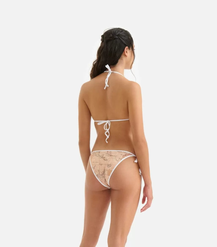 Alviero Martini Prima Classe - Bikini - Triangolo mare imbottito + Slip mare con laccetti stampa Geo Classic