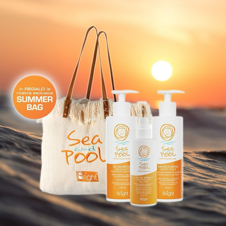 Sea And Pool  Professional- Kit Protezione Capelli -  Shampoo + Maschera + Latte + Borsa mare