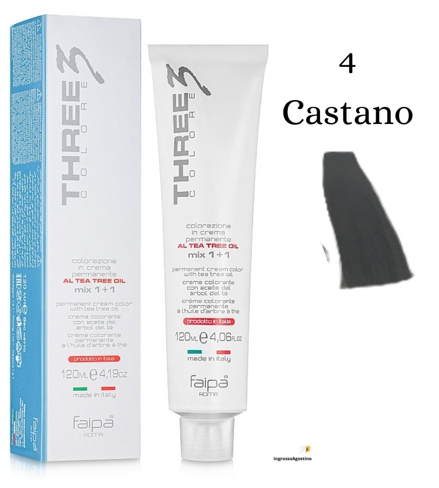 Three3 Colore Tintura 120ml 4 Castano Faipa