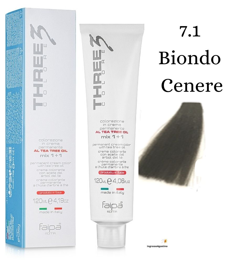 Three3 Colore Tintura 120ml 7.1 Biondo Cenere Faipa