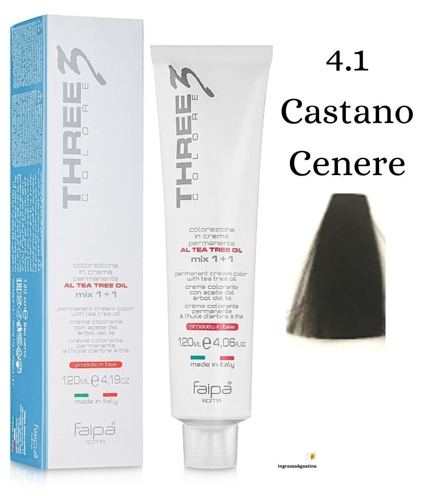 Three3 Colore Tintura 120ml 4.1 Castano Cenere FAIPA