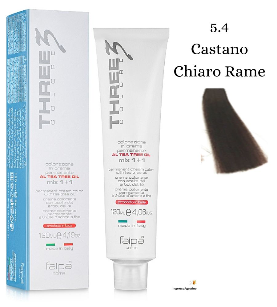 Three3 Colore Tintura 120ml 5.4 Castano Chiaro Rame FAIPA