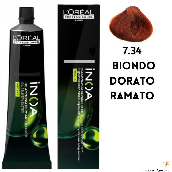 Inoa Tintura 60ml L'Oreal 7.34 Biondo Dorato Ramato