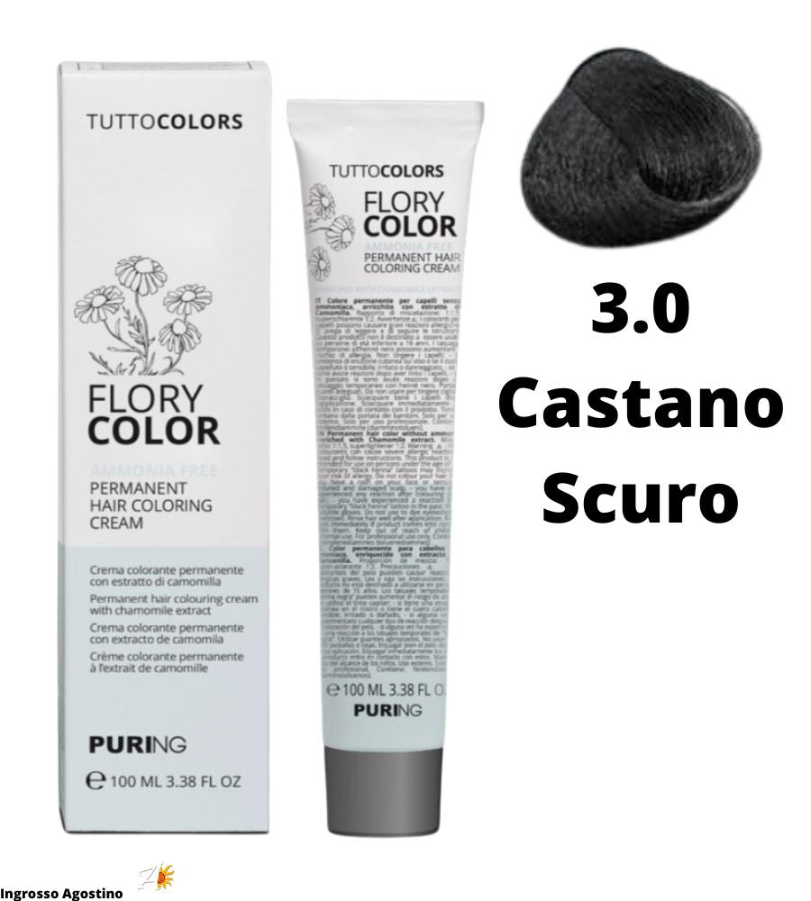 Tintura Flory Color Senza Ammoniaca 100ml 3.0 Castano Scuro