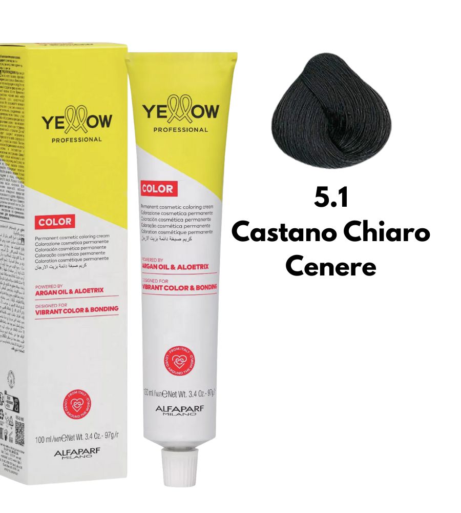 Yellow Alfaparf Hair Dye 100ml 5.1 Light Ash Brown