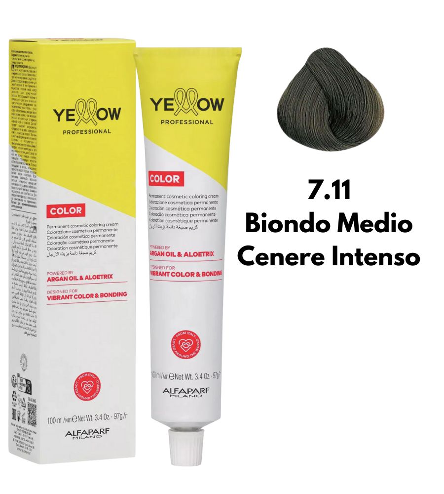 Yellow Alfaparf Dye 100ml 7.11 Medium Ash Blonde Intense