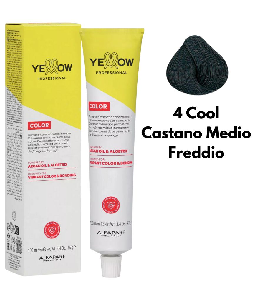 Yellow Alfaparf Dye 100ml 4 Cool Medium Brown Cold