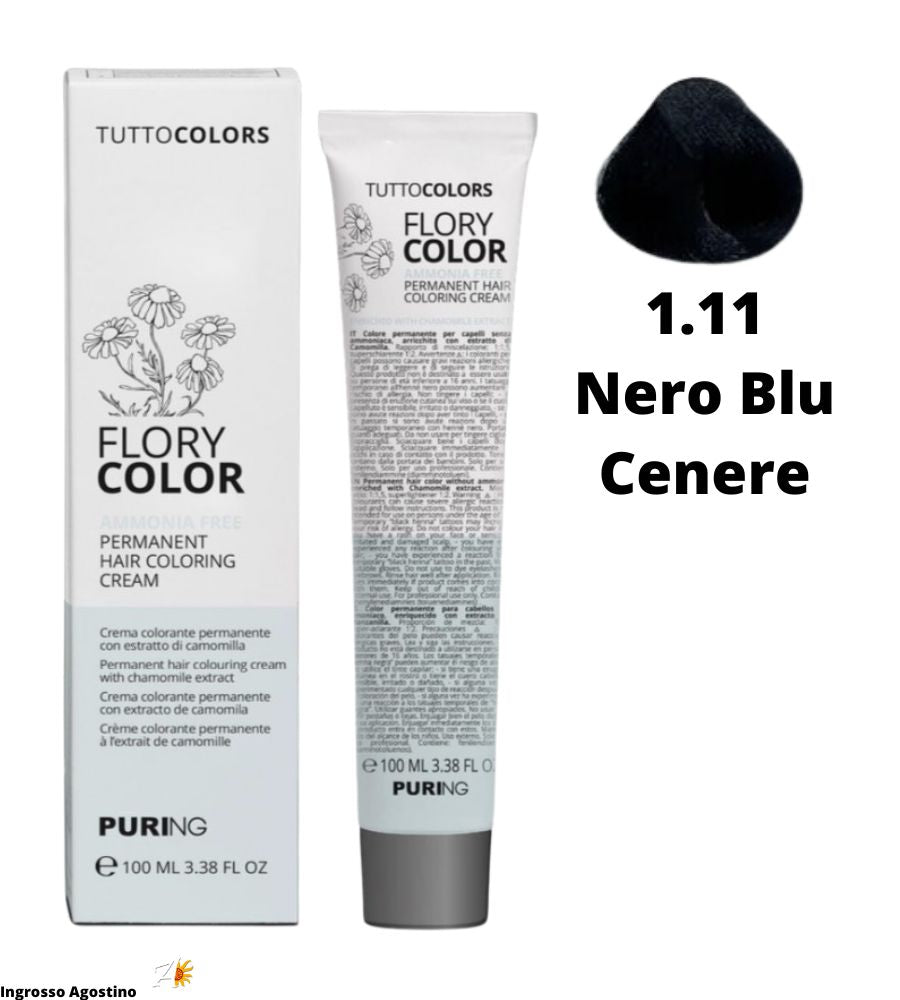 Tintura Flory Color Senza Ammoniaca 100ml 1.11 Nero Blu Cenere