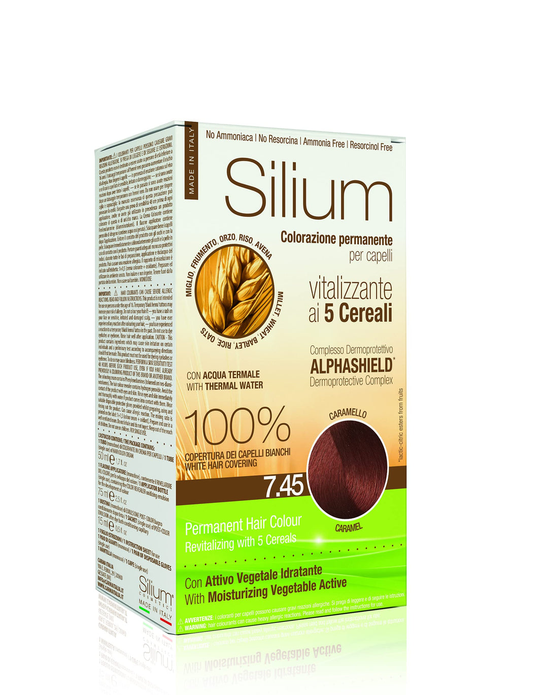 Colorazione Silium Permanente Per Capelli 7.45 Caramello