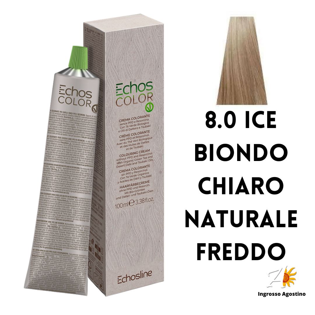 Echosline Echos Color Tintura 8.0 ICE Biondo Chiaro Naturale Freddo 100ml