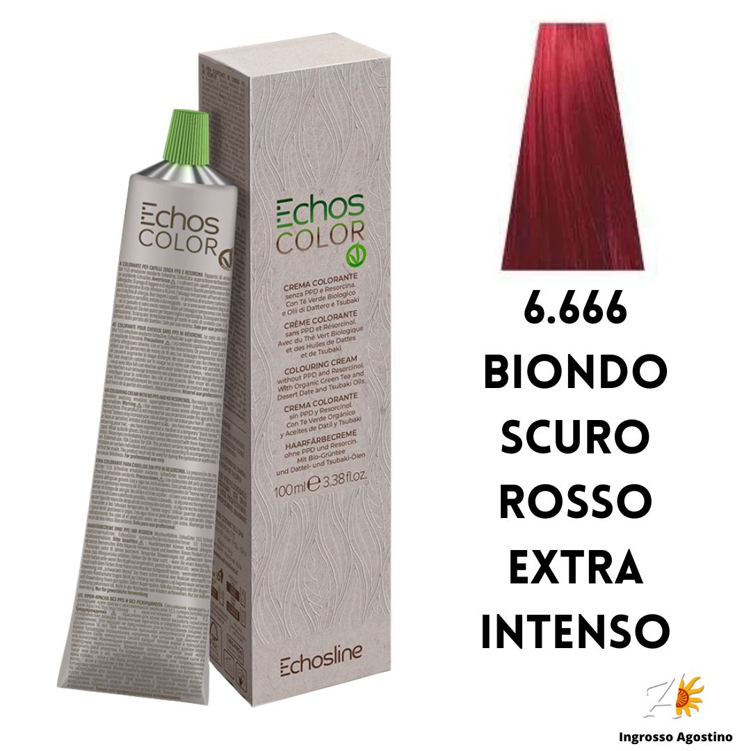 Echosline Echos Color Tintura 6.666 Biondo Scuro Rosso Extra Intenso 100ml