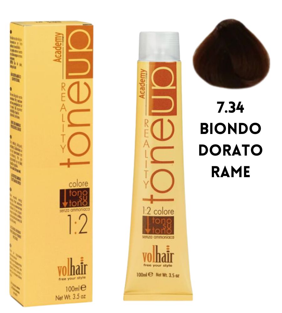 Tintura Tone Up Volhair Academy 100 ml 7/34 Biondo Dorato Rame