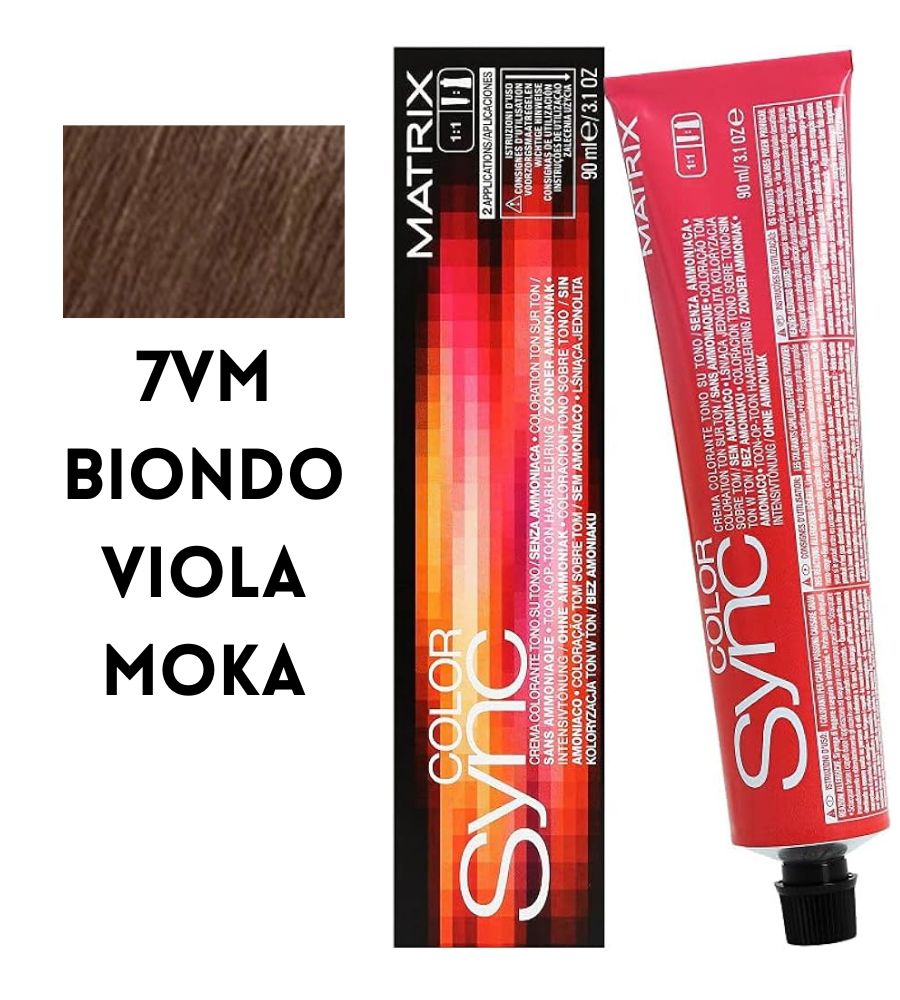 Tintura SoColor Sync Pre-Bonded Matrix 90ml 7VM Biondo Viola Moka