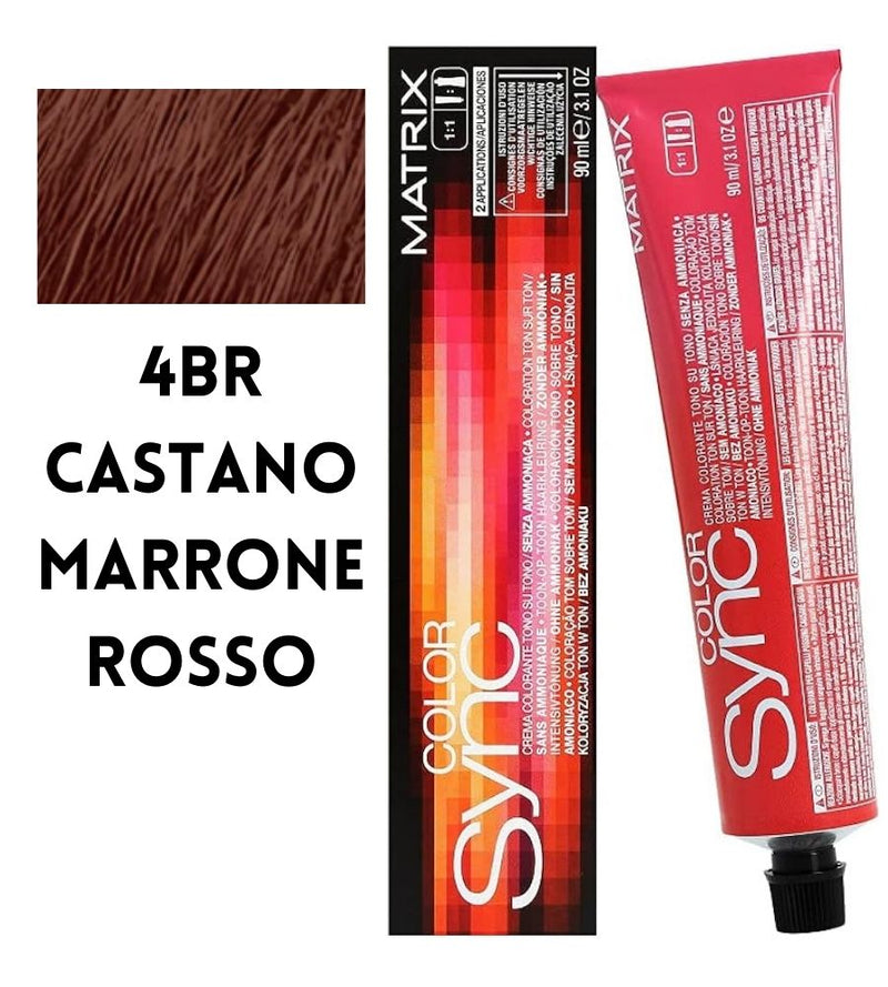 Tintura SoColor Sync Pre-Bonded Matrix 90ml 4BR Castano  MArrone Rosso