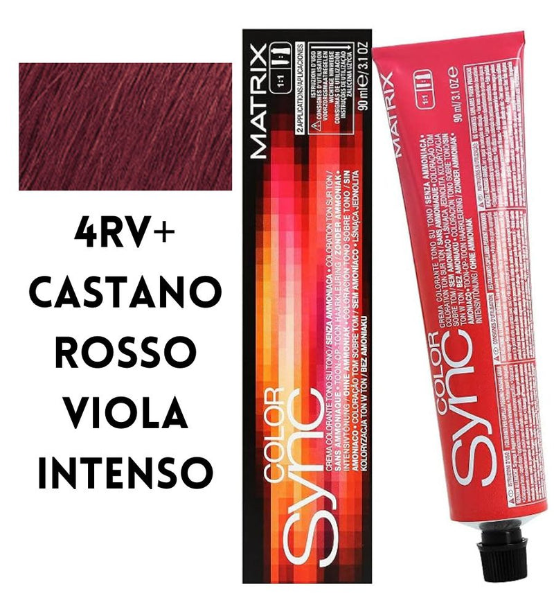 Tintura SoColor Sync Pre-Bonded Matrix 90ml 4RV+ Castano rosso Viola intenso
