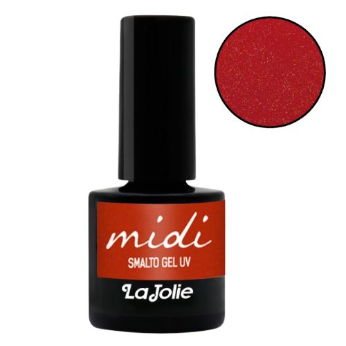 Smalto Semipermanente Midi La Jolie 7ml 86 Rosso intenso con microglitter