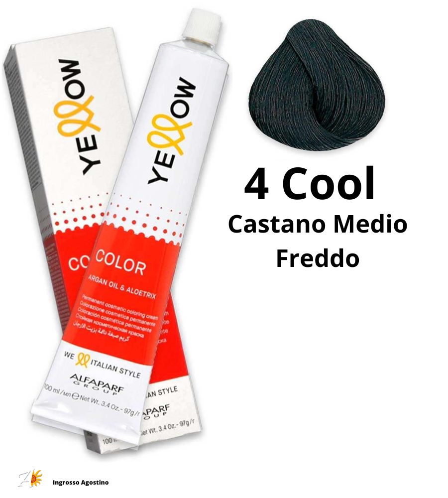 Yellow Alfaparf Dye 100ml 4 Cool Medium Brown Cold