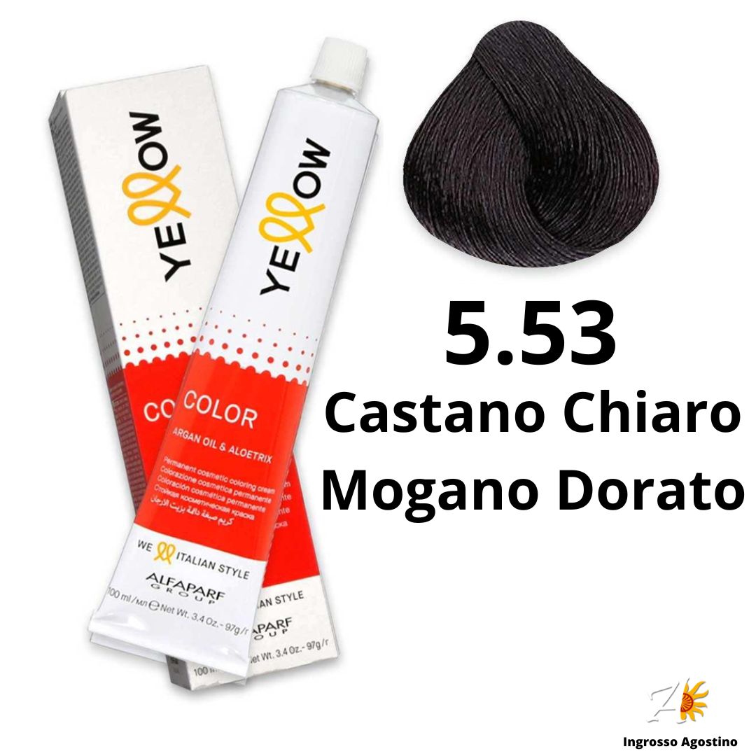 Yellow Alfaparf Hair Dye 100ml 5.53 Light Brown Golden Mahogany