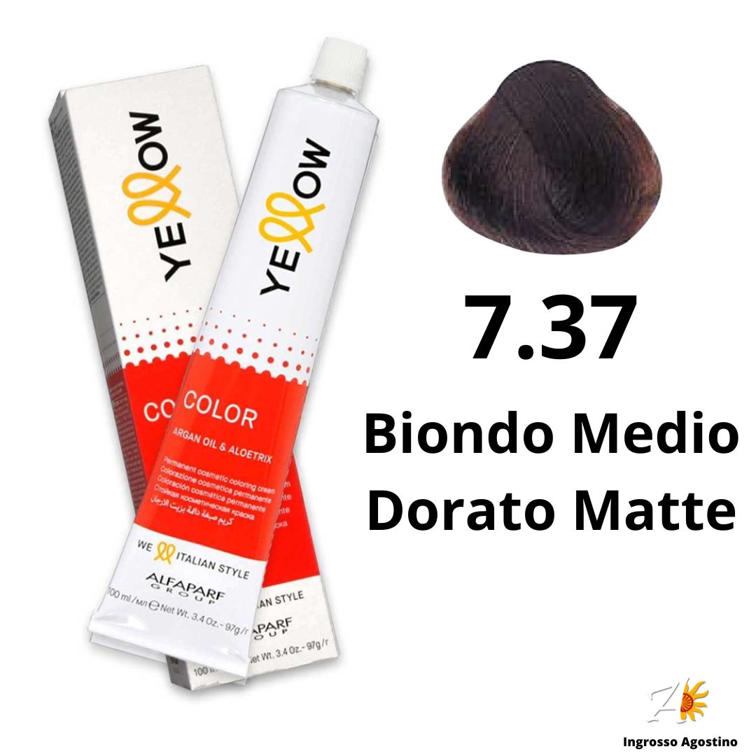 Yellow Alfaparf Dye 100ml 7.37 Medium Golden Blonde Matte