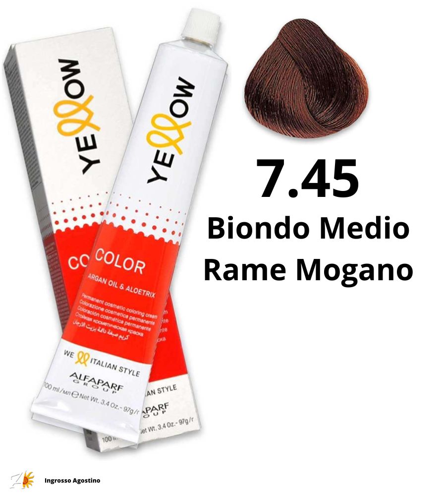 Yellow Alfaparf Dye 100ml 7.45 Medium Blonde Copper Mahogany