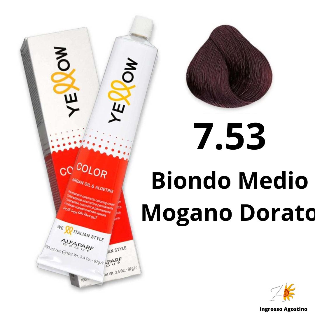 Yellow Alfaparf Dye 100ml 7.53 Medium Blonde Golden Mahogany