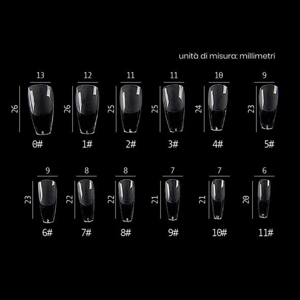 Ballerina Lunga Nail Gel Tips Estrosa - 12 misure 240 pezzi