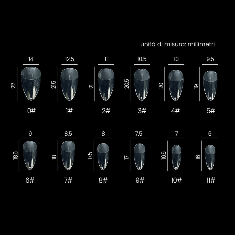 Mandorla Corta Nail Gel Tips Estrosa - 12 misure 240 pezzi