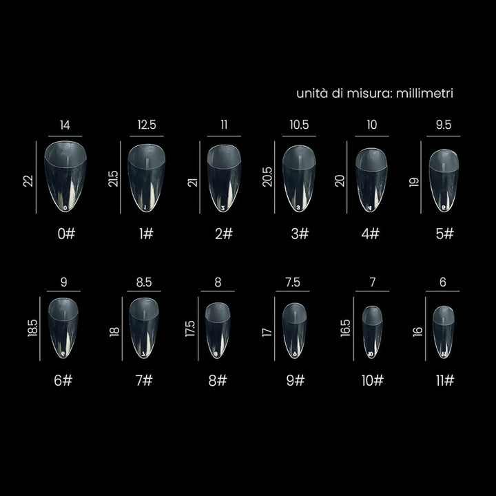 Mandorla Corta Nail Gel Tips Estrosa - 12 misure 240 pezzi