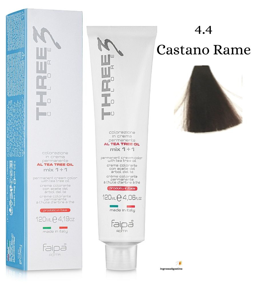 Three3 Colore Tintura 120ml 4.4 Castano Rame FAIPA