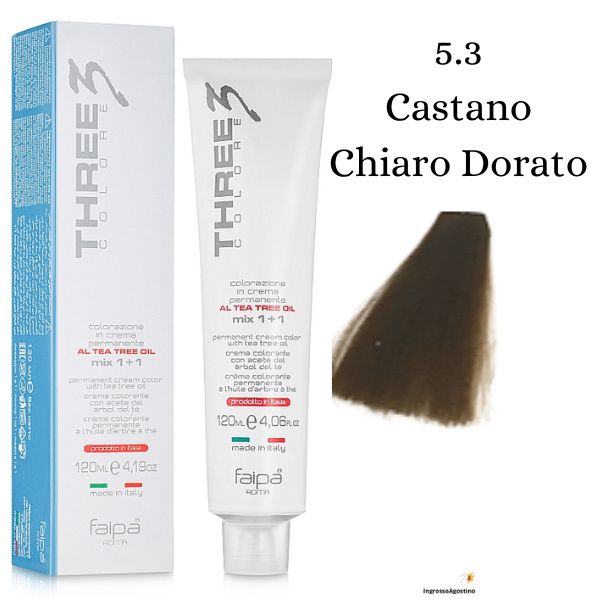Three3 Colore Tintura 120ml 5.3 Castano Chiaro Dorato Faipa