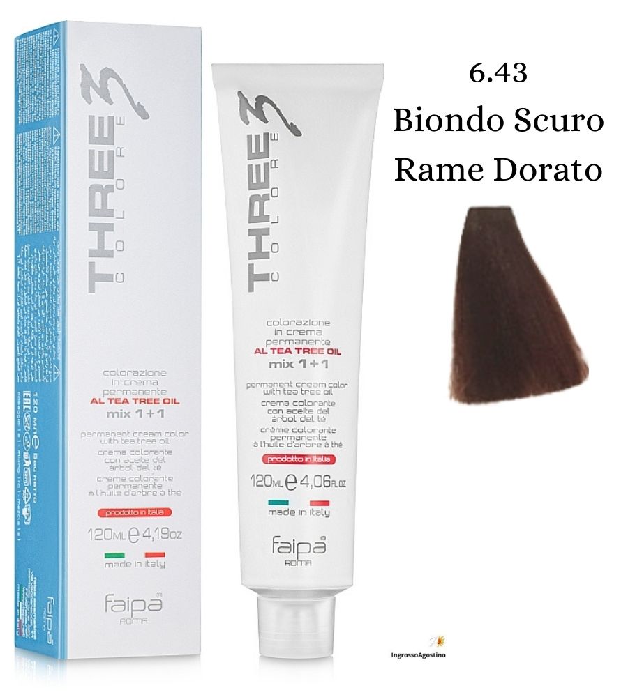 Three3 Colore Tintura 120ml 6.43 Biondo Scuro Rame Dorato Faipa