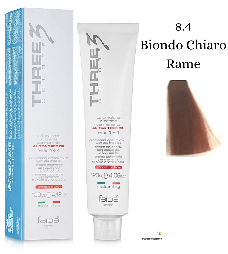 Three3 Colore Tintura 120ML 8.4 Biondo Chiaro Rame FAIPA