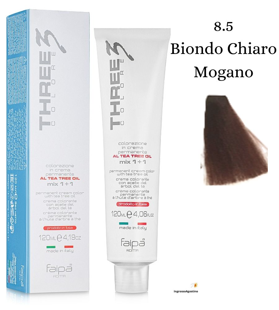 Three3 Color dye 120ml 8.5 Light Blonde Mahogany FAIPA