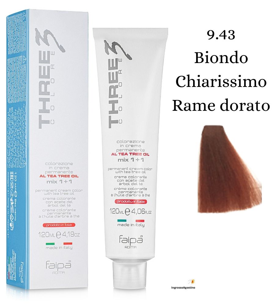Three3 Colore Tintura 120ml Faipa 9.43 Biondo Chiarissimo Rame dorato