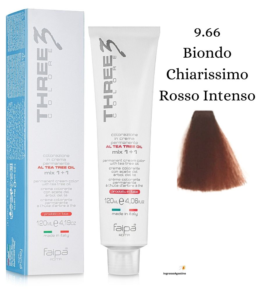 Three3 Colore Tintura 120ml Faipa 9.66 Biondo Chiarissimo Rosso Intenso