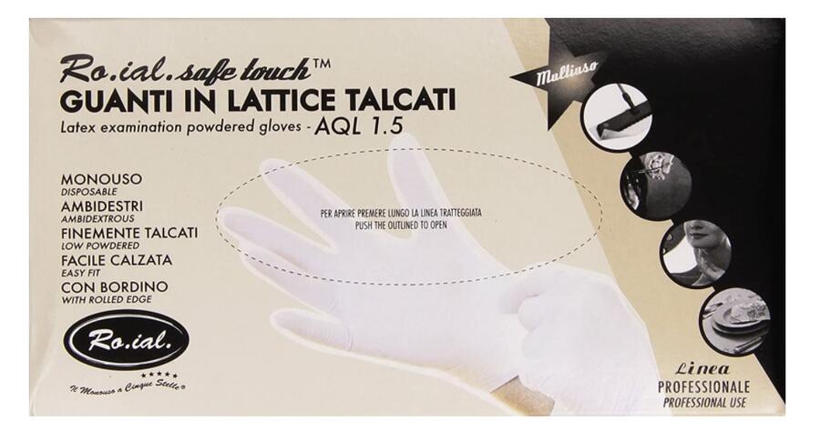 Guanti in Lattice Talcati Monouso Roial 100pz L