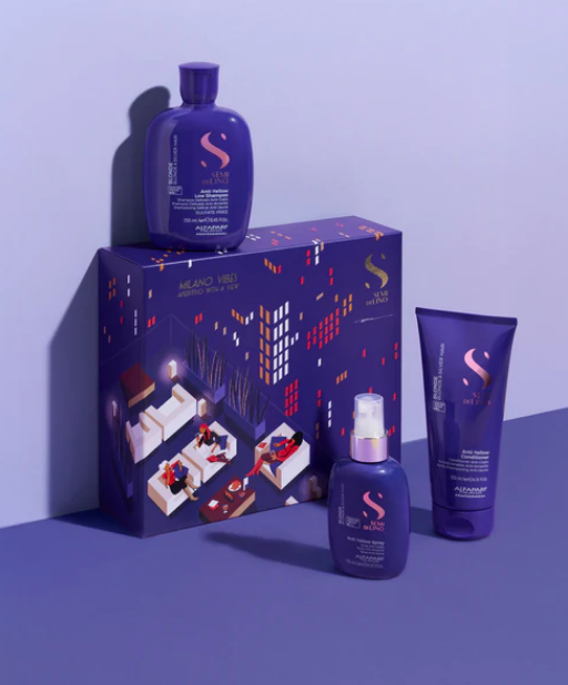 Alfaparf Milano - Semi di Lino Holiday Set Blonde / Per capelli biondi e silver - Anti-Yellow Low Shampoo + Anti-Yellow Conditioner + Anti-Yellow Spray