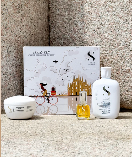 Alfaparf Milano - Semi di Lino Holiday Set Diamond / Per Capelli Normali - Illuminating Low Shampoo + Illuminating Conditioner + Cristalli Liquidi