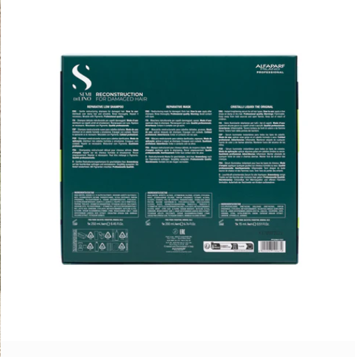 Alfaparf Milano - Semi di Lino Holiday Set Reconstruction / Per capelli danneggiati - Reparative Low Shampoo + Reparative Mask + Cristalli Liquidi