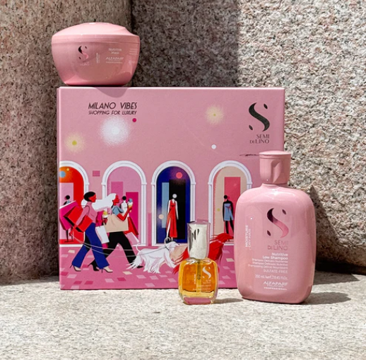 Alfaparf Milano - Semi Di Lino Moisture Kit - Semi di Lino Holiday Set - Nutritive Low Shampoo + Nutritive Mask + Cristalli Liquidi