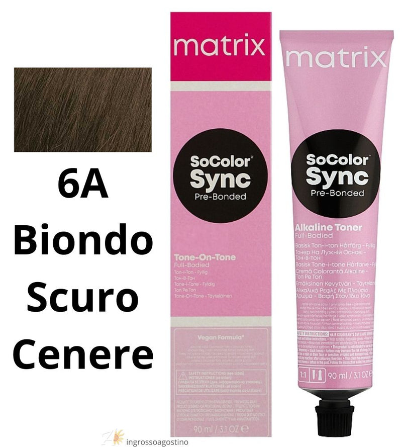 Tintura SoColor Sync Pre-Bonded Matrix 90ml 6a Biondo Scuro Cenere