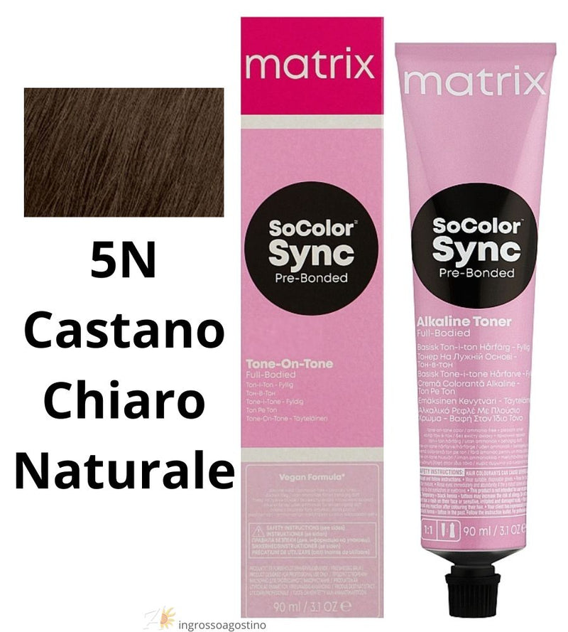 Tintura SoColor Sync Pre-Bonded Matrix 90ml 5N Castano Chiaro Naturale