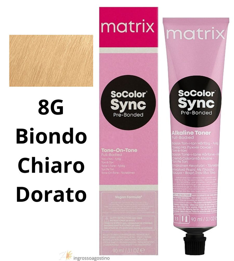 Tintura SoColor Sync Pre-Bonded Matrix 90ml 8G Biondo Chiaro Dorato