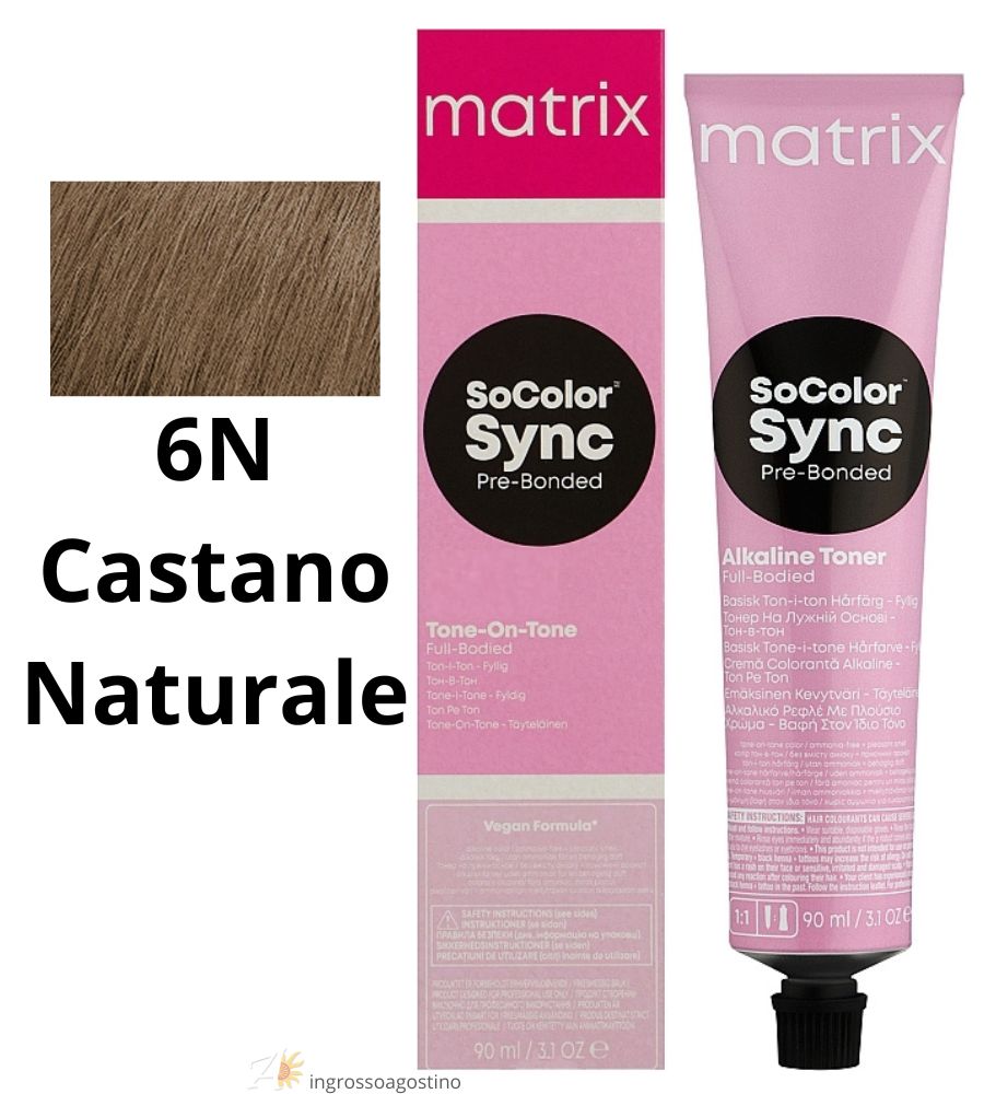 Tintura SoColor Sync Pre-Bonded Matrix 90ml 6N Castano Naturale ...