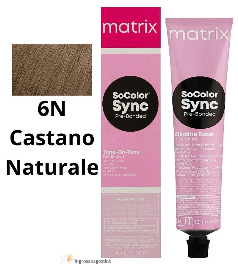 Tintura SoColor Sync Pre-Bonded Matrix 90ml 6N Castano Naturale